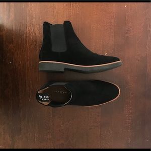 Black suede chelsea boots